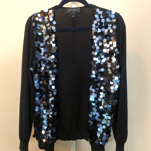 St. John Sweaters - St. John Silk Knit Sequin Blue Cardigan (M)